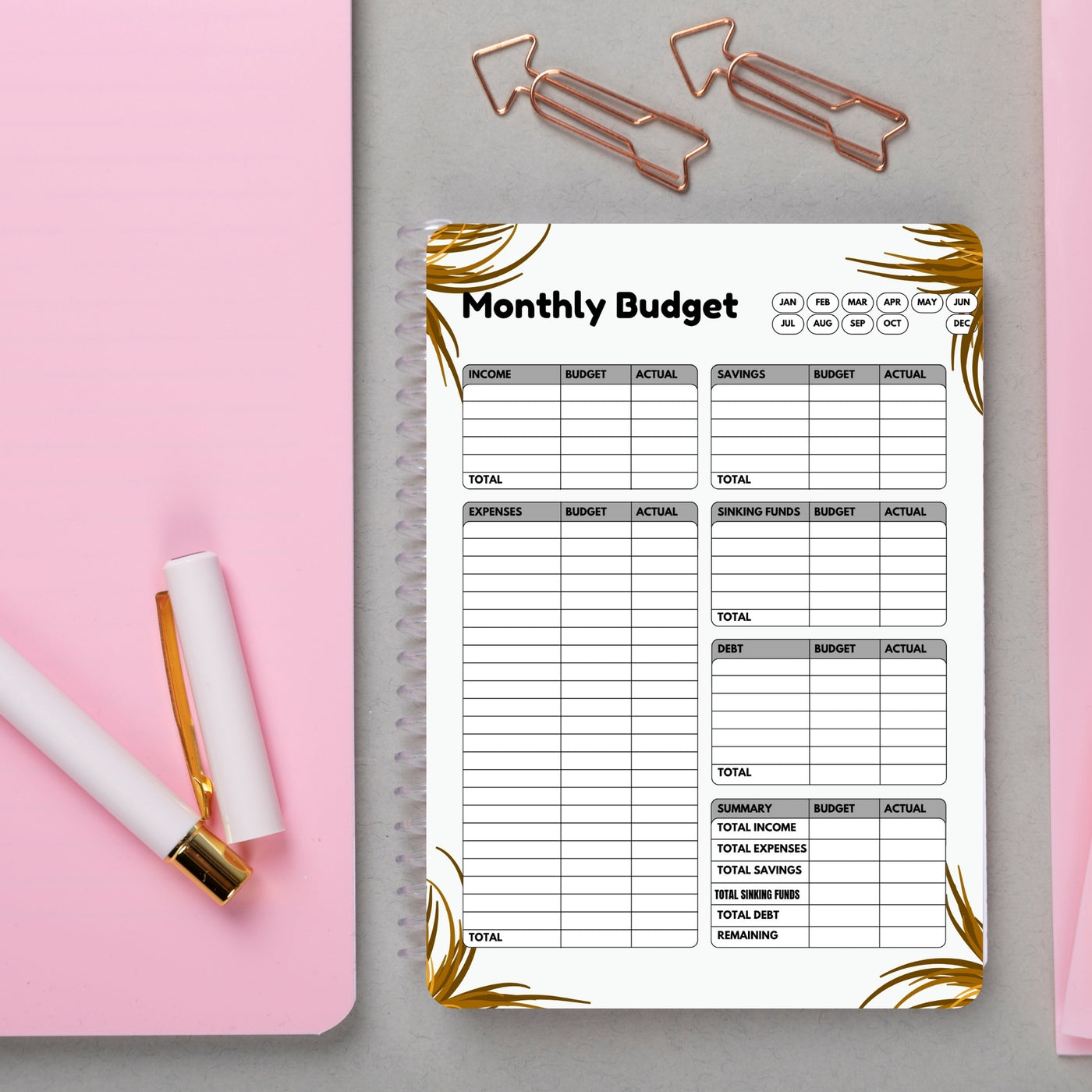 Monthly Budget Planner – Printable Finance Tracker for Income, Expenses, Savings & Sinking Funds