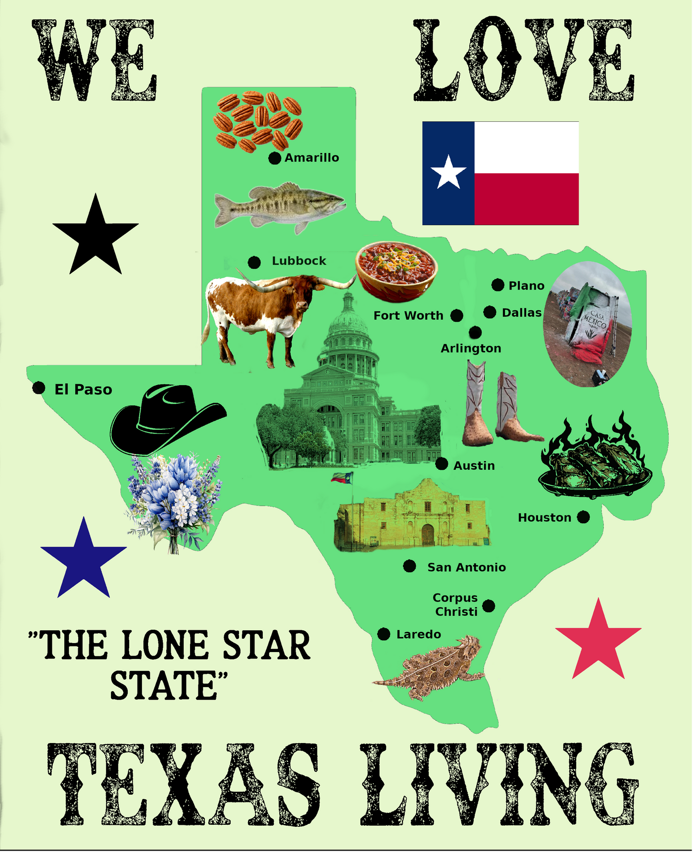 We Love Texas Living Poster Digital Download