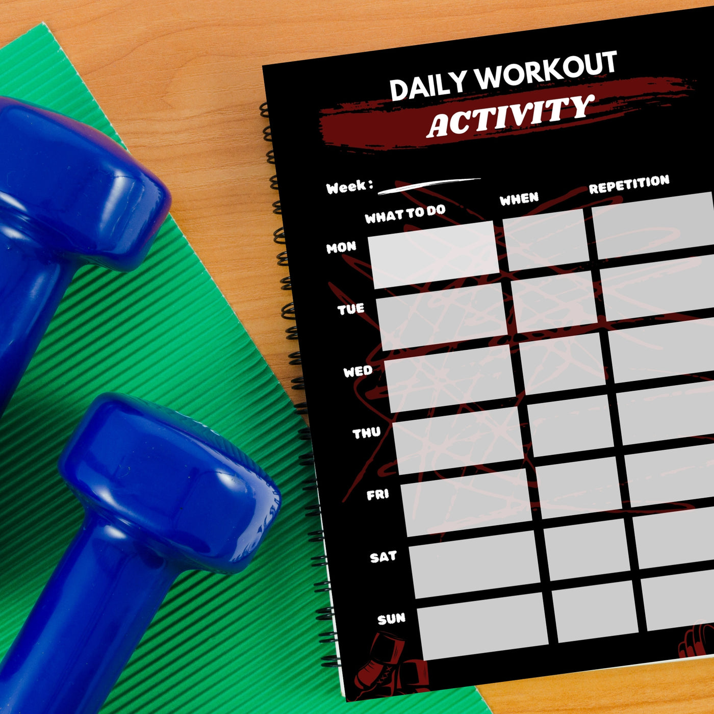 Printable Daily Workout Log | Fitness Tracker & Weekly Exercise Planner PDF